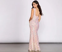 Zinnia Iridescent Sequin Deep V Dress