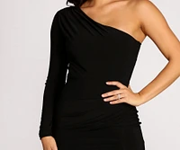 Rudy One Sleeve High Slit Dress