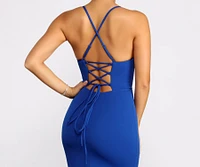 Tyler Crepe Lattice Back Formal Dress