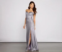 Kaylin Off The Shoulder Glitter Dress