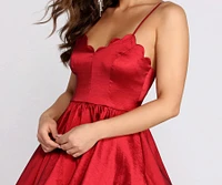 Jewel Scalloped Taffeta High Low Dress