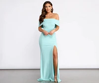 Coralie Off Shoulder Front Slit Dress