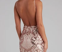 Danielle Sequin Scroll Formal Dress