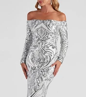 Azalea Formal Sequin Scroll Dress