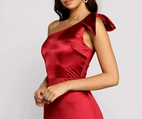 Delana Formal One-Shoulder Satin Dress