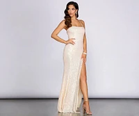 Angelia Lace Up Back Iridescent Sequin Dress