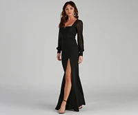 Veronica Front Slit Crepe Formal Dress
