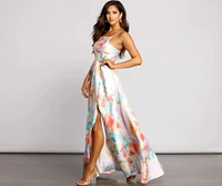 Cami Formal Floral Satin A-Line Dress
