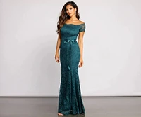 Tia Formal Off The Shoulder Scalloped Lace Dress