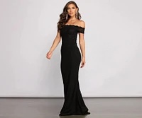 Sierra Formal Off the Shoulder Glitter and Lace Dress