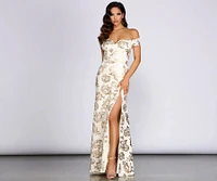 Jaden Floral Foiled Sweetheart Dress