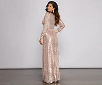 Selena Sequin Deep V Neck A-Line Dress