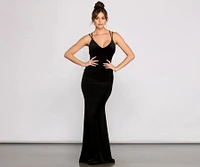Adrianna Strappy Back Velvet Mermaid Dress