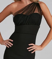Dakota Formal One-Shoulder Swiss Dot Dress