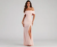 Coralie Off Shoulder Front Slit Dress