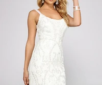 Melissa Sequin Mesh Cross-Back Dress