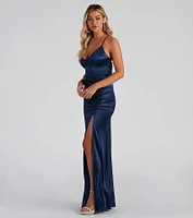 Abigail Ruched Satin Mermaid Dress