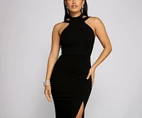 Vivienne Formal High Slit Crepe Dress