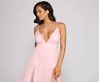 Saylor Formal Double Slit Tulle Dress