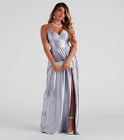 Riley Glitter Satin A-Line Formal Dress