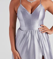 Riley Glitter Satin A-Line Formal Dress
