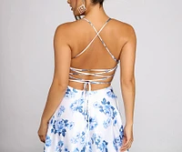 Lindsey Formal Floral High-Slit Dress
