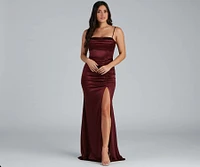 Nemi Formal High Slit Ruched Dress