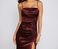Nemi Formal High Slit Ruched Dress