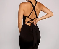Kelsey Halter Lace-Up Mermaid Dress