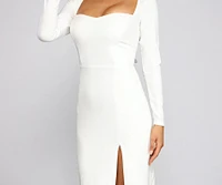 Kayla Long Sleeve Lace-Up Back Formal Dress