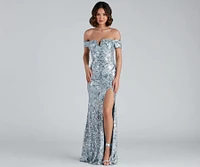 Carter Sequin Scroll A-Line Formal Dress