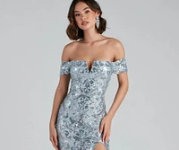 Carter Sequin Scroll A-Line Formal Dress