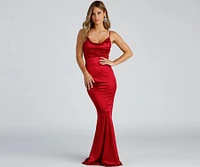 Shakira Cowl Neck Lace Mermaid Formal Dress