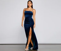 Claudia A-Line Velvet Formal Dress