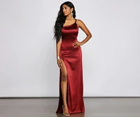 Rhiannon One-Shoulder Satin Long Dress