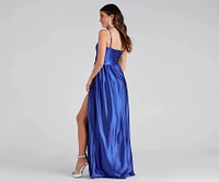 Riley Glitter Satin A-Line Formal Dress