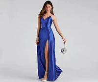 Riley Glitter Satin A-Line Formal Dress