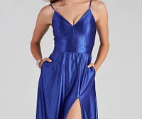 Riley Glitter Satin A-Line Formal Dress