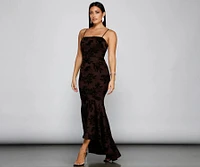 Phoebe Formal Velvet Flocked Mermaid Dress
