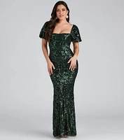 Quinn Sequin Scroll Puff Sleeve Dress