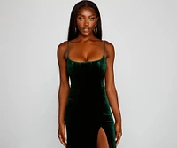 Liv Formal High Slit Velvet Dress