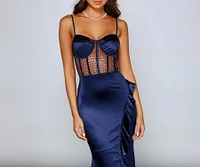 Belle Formal Illusion Lace And Satin Mermaid Dress