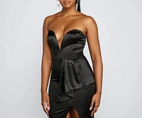 Calla Formal Satin High Slit Mermaid Dress