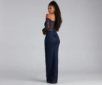 Tori Off-The-Shoulder Lace Formal Dress