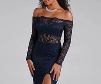 Tori Off-The-Shoulder Lace Formal Dress