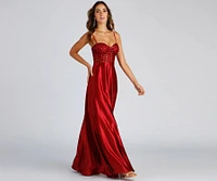 Brookelle Sequin Sweetheart Satin Formal Dress