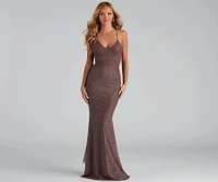 Linda Formal Glitter Ruffled Dress