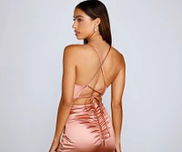 Bristol Formal Satin Lace-Up Dress