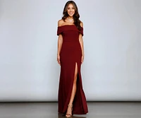Coralie Off Shoulder Front Slit Dress