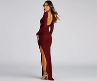 Denise Long Sleeve Glitter Knit Dress